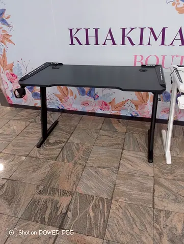 Modern Black Study Table with Adjustable Features