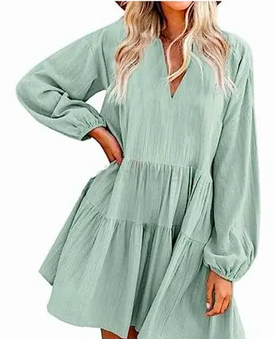 Chic Long Sleeve Green Dress