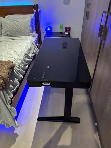 Sleek Modern Black Glass Table ( with speaker and wireless charging) (negotiable)