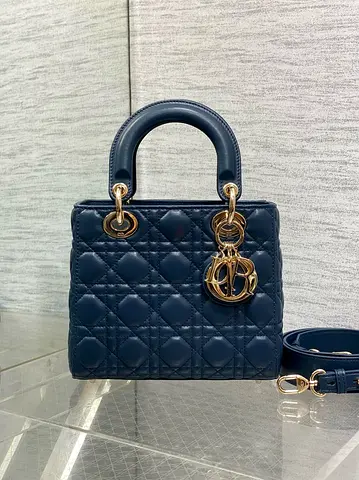 Dior Small Lady Dior My ABCDior Bag in Navy Blue Lambskin
