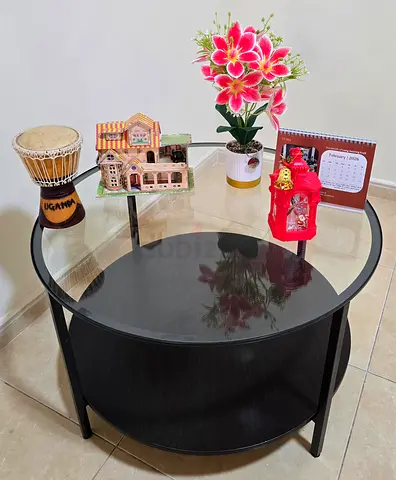 Stylish Round Coffee Table with Glass Top- Delivery Possible