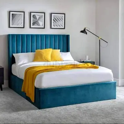 Stylish Modern Bed with Plush Headboard
