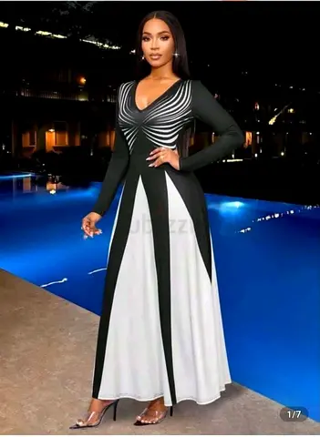 Elegant Black and White Maxi Dress