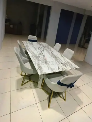 Elegant Marble Dining Table Set with Chairs