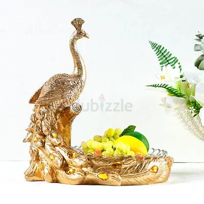 Danube Home Lori Peacock Fruit Plate Gold 38x30x39cm