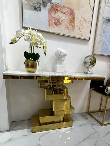 Elegant Marble and Gold Console Table