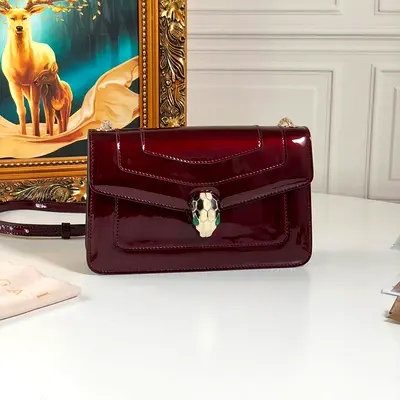 Bvlgari Serpenti Forever Small Chains Crossbody Bag in Varnished Calf Leather