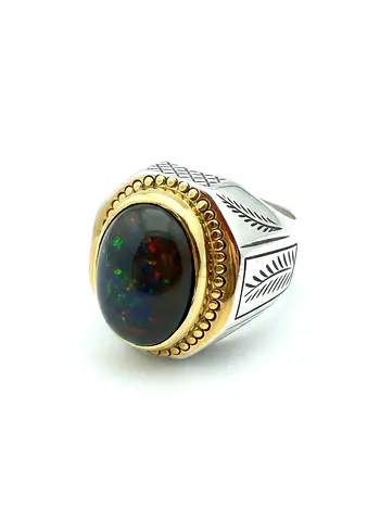 Natural Black Opal Ring