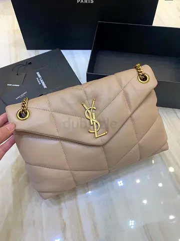 Saint Laurent Small Loulou Puffer Bag In Beige Lambskin