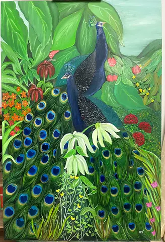 Handmade Oil Painting on Canvas – Peacock Art