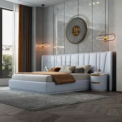 Elegant Modern Bed with Distinctive Headboard
