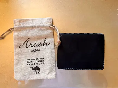 Camel leather bifold wallet