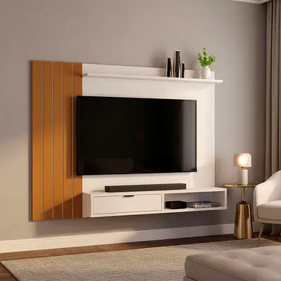 Floating Two-Tone Wall-Mounted TV Panel