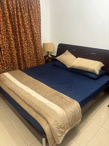 King size bed with mattress and side tables