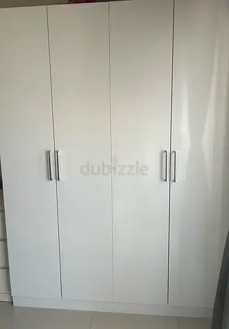 Modern White Wardrobe with Sleek Handles