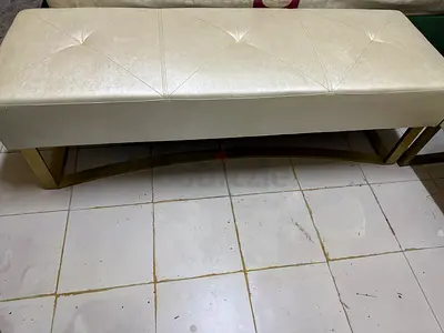 Elegant Cream Faux Leather Bench