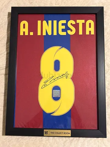 Framed Andres Iniesta Signed Jersey Display- WITH CERTIFICATE OF AUTHENTICITY