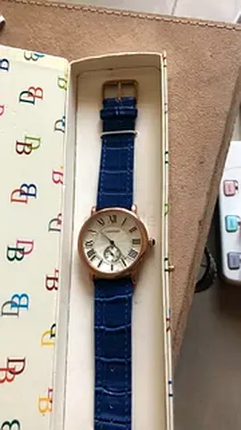 Elegant Blue Leather Strap Watch