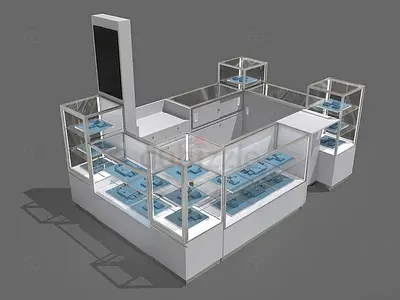 Minimalist Sleek Silver  White Modular Jewelry Display Island