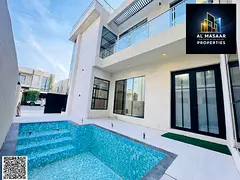 Modern villa for sale in Al Saada Al Yasmin scheme, private pool + roof, 7 master bedrooms with priv