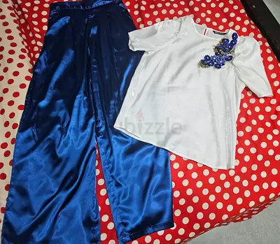 Elegant Satin Pants and Beaded Top