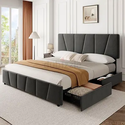 New Modern Upholstered Bed with Storage