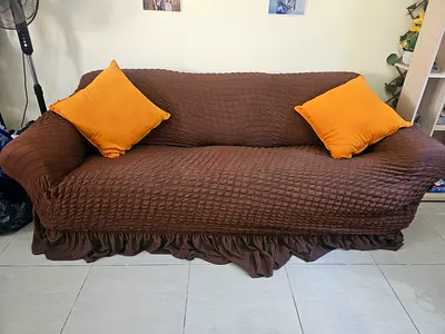 Cozy Brown Sofa with Cushions