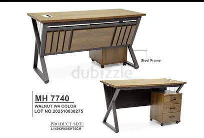 Stylish Walnut Office Desk with Steel Frame