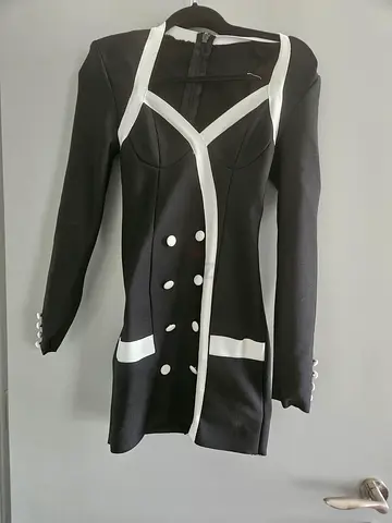 Stylish Black Dress with White Accents