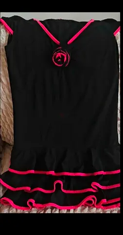 Black Long Blouse with Pink Ruffles