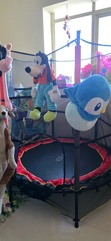 Soft toys with trampoline