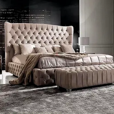 Luxurious Modern Bed with Elegant Upholstery