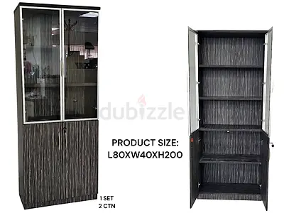 2 doors filling cabinet imported with glass doors