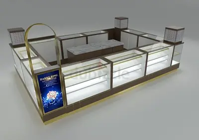 Elegant Modern Jewelry Display Kiosk with Integrated Lighting
