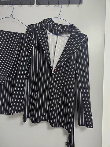 Stylish Black and White Striped Suit