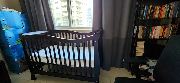 Stylish Black Wooden Crib/ Cot for Your Baby