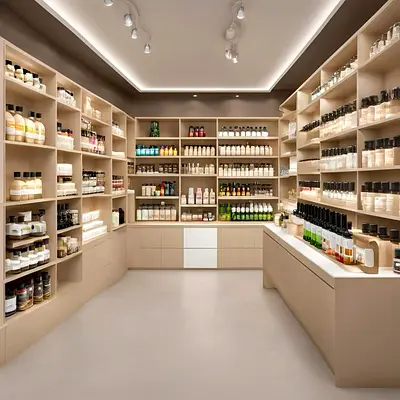 Multipurpose skin product shop interior