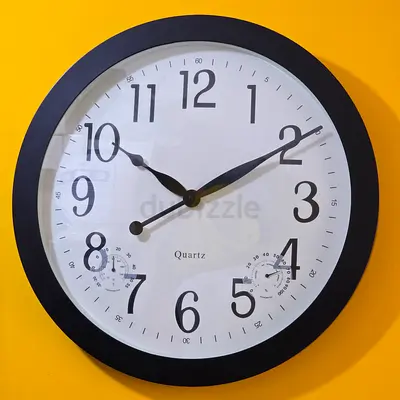 Large Modern Wall Clock with Thermometer  Hygrometer