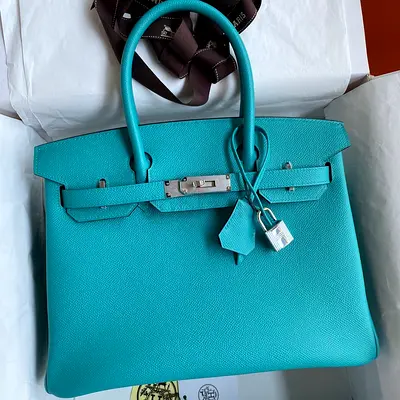 Hermes Birkin 30 Retourne In Blue Paon Epsom Calfskin