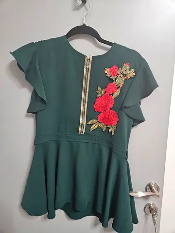 Elegant Dark Green Embroidered Dress
