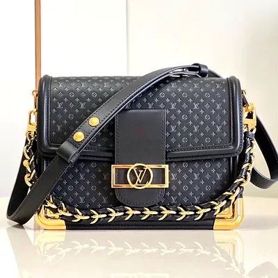 Louis Vuitton Dauphine MM In Calfskin Embossed With Nano Size Monogram Pattern