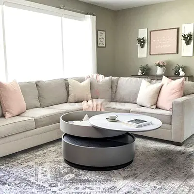 Minimalist Rotating Coffee Table in Chic Living Room