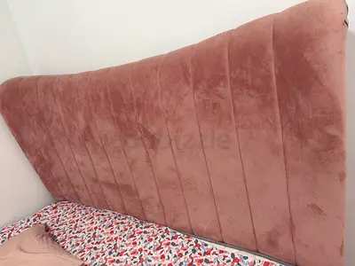Elegant Pink Upholstered Bed with  Mattress