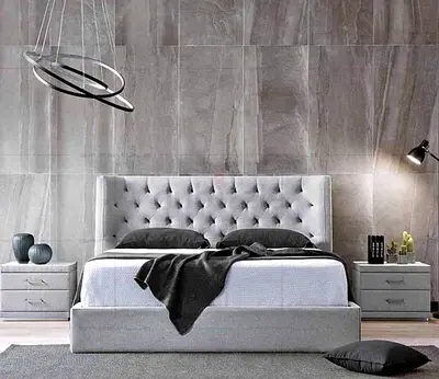 Elegant Gray Upholstered Bed Frame