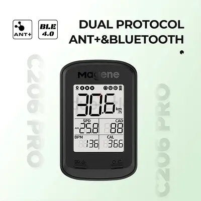 Magene C206Pro GPS Road MT Bike Computer, ANT+/Bluetooth Wireless Odometer