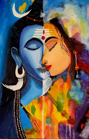 Stunning Duality Art of Hindu Deities