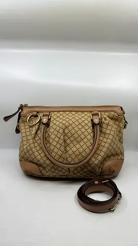 Gucci Brown/Beige Diamante Canvas And Leather Sukey Satchel