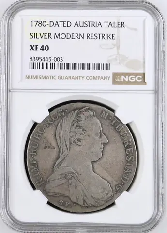 Vintage 1780 ,Certified,Maria thresia silver thaler coin.