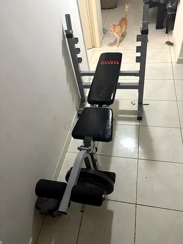 York Fitness Adjustable Bench + Barbell  Plates (Home Gym Set)