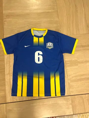 Nike Blue and Yellow Soccer Jersey - Size 6